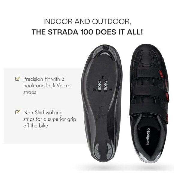 Tommaso Strada 100 Ready to Ride Mens Indoor Cycling Shoes Size 10 Black / Red - Picture 4 of 9